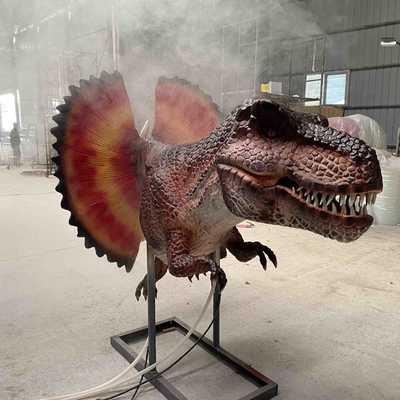 Động vật thực tế giống như thực tế Dinosaur Dilophosaurus Đầu với hiệu ứng hút thuốc