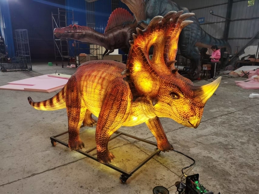 Không thấm nước thực tế Animatronic Dinosaur Đèn sáng Dinosaur Sinoceratops