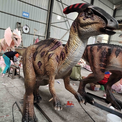 Parasaurolophus gầm rú hoạt hình giống như thật dài 4M với miệng mở và nháy mắt